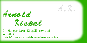arnold kispal business card